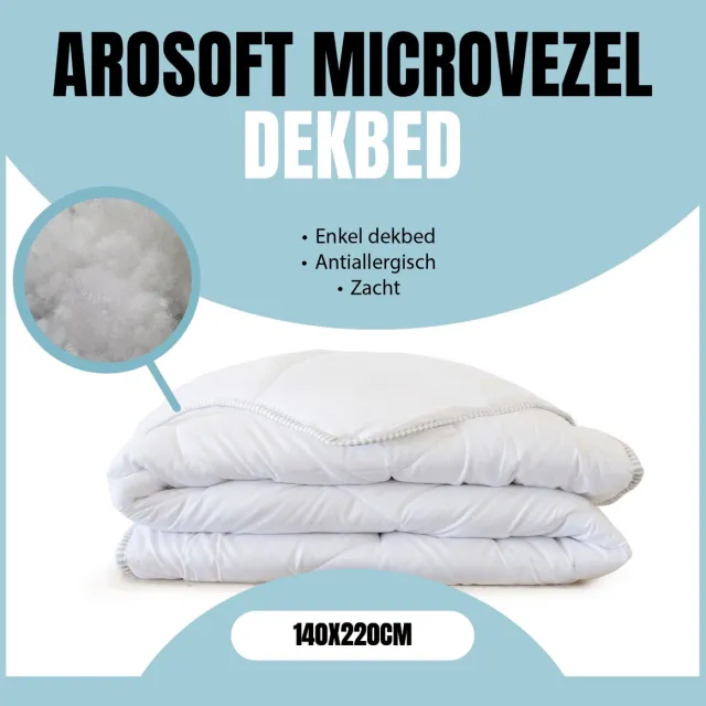 Eleganzzz Arosoft Enkel Dekbed Microvezel - 140x220cm - Winterdekbed - All Year Dekbed Enkel - 500gr/m2 - Enkel Dekbed 140x220 - Eenpersoons Extra Lang - Dekbedden wit