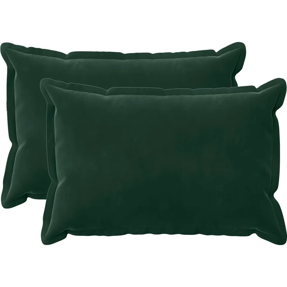 vidaXL Kussensloop 2 st HOUTEN Donkergroen 50 x 75 cm Fluweel groen, foto 3