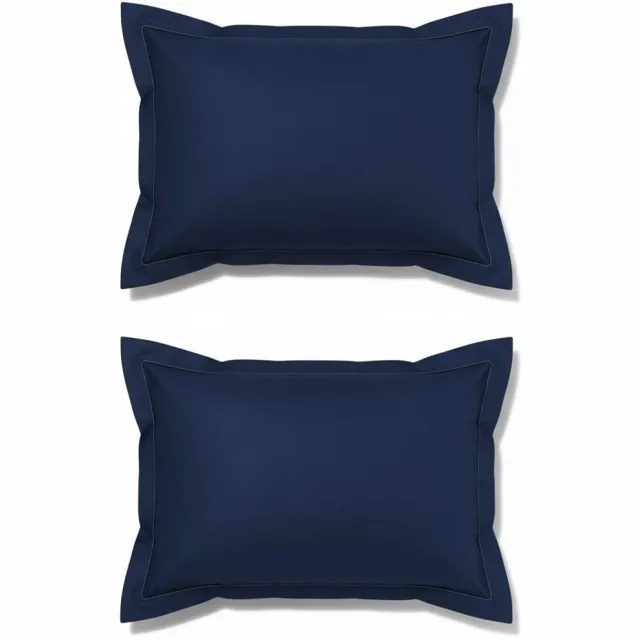 SENZA DONNA 100% Katoen PERCALINE Uni 2x Oxford Kussenslopen met Volant en Cordonrand 60x70+20+5 cm RAFBLAUW