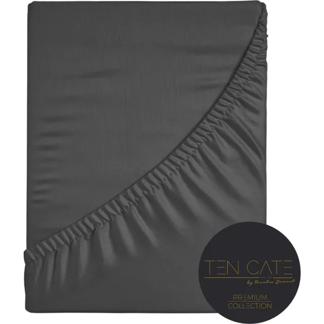 Ten Cate Premium Hoeslaken - Hoeslaken 140 x 200 - Hoeslakens - Katoensatijn - Geschikt voor boxspring en matras - Hoekhoogte 30cm - Elastiek Rondom - Strijkvrij - Antraciet - Midnight Graphite