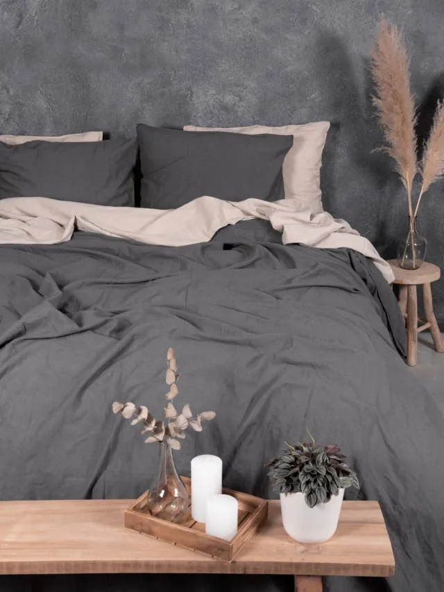 Dreamers Den kussensloop Linnen Dark Grey 60x70cm Donkergrijs;Grijs;Dark grey