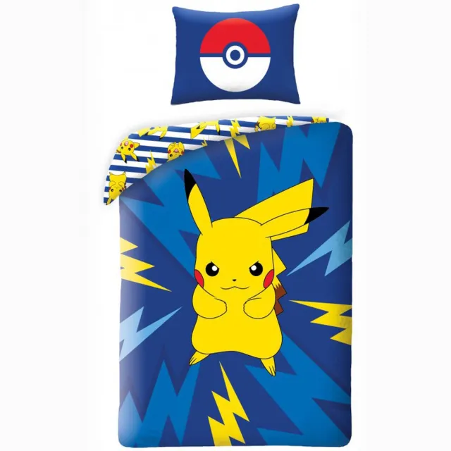 Pokémon Dekbedovertrek Pikachu 140 x 200 cm (donkerblauw)