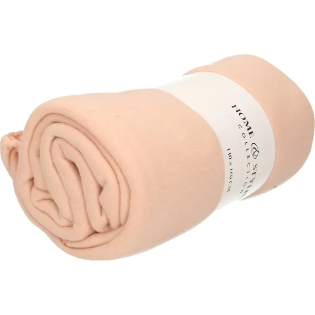 H&S Collection Fleece deken - polyester - koraal roze - 130 x 160 cm Zalmroze