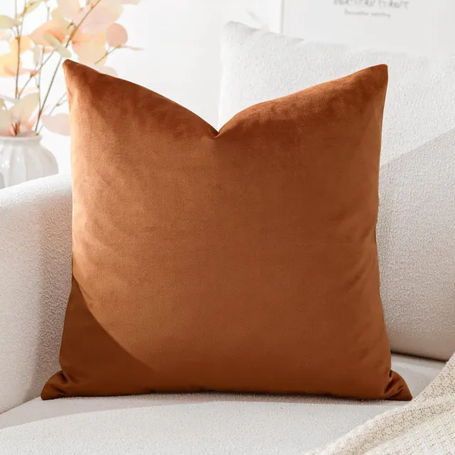 Ibenzoa Decoratieve fluwelen kussensloop in levendig oranje voor bank of slaapkamer 45 x 45 cm