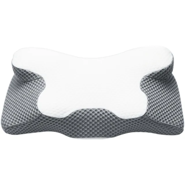 DESMIU Hoofdkussen – Ergonomische Holle Contour – 60 x 34 x 13 cm – Polyester Katoen – Grijs – Voor Zij Slaap Rugligging En Buikligging