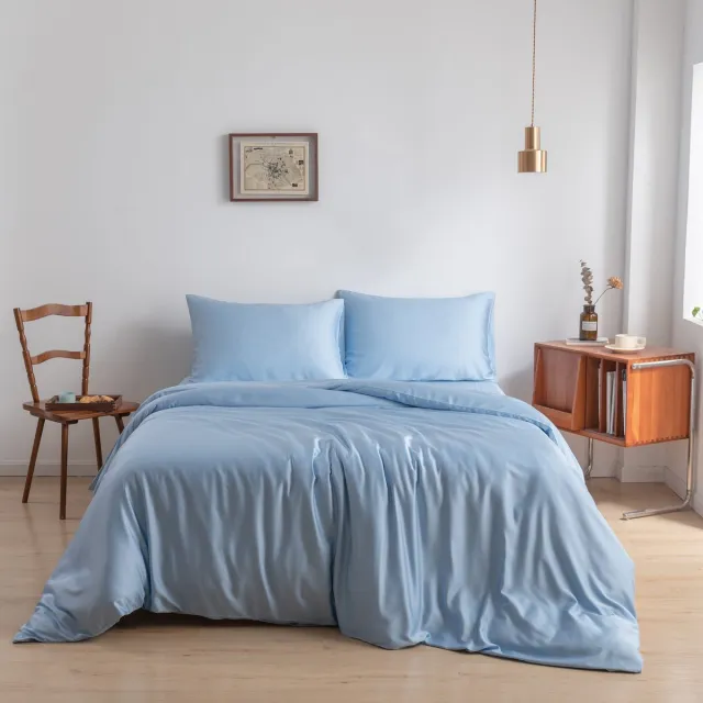 Boomba Bamboo Bamboe dekbedovertrek Sky Blue 200x220 cm – Instopstrook, zacht, ademend & duurzaam | Boomba Bamboo® Blauw