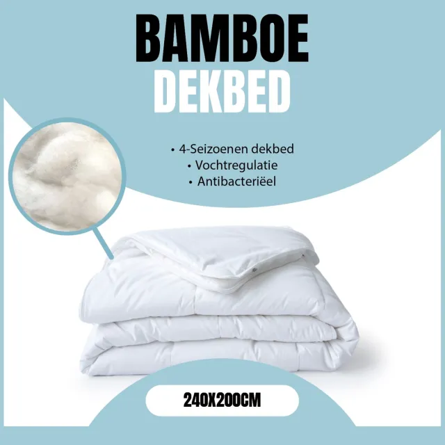 Eleganzzz 100% Bamboe Viscose 4 Seizoenen Dekbed - 240x200 - Zomerdekbed & Winterdekbed - Anti Allergie - 500 gr/m2 - 4 Seizoenen Dekbed 240x200 - Lits Jumeaux - Dekbedden Wit