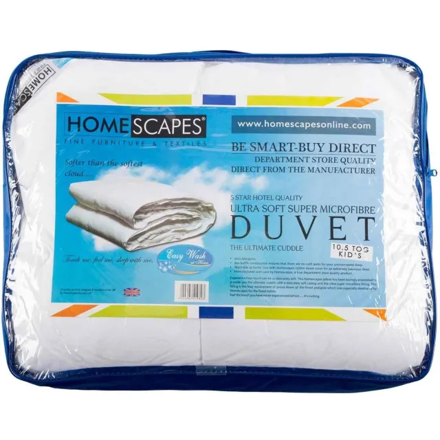 Homescapes Peuter- & Kinderdekbed 120x150 cm – Allround Dekbed – Warmteklasse 2 – Super Microvezel – OEKO-TEX® Wit