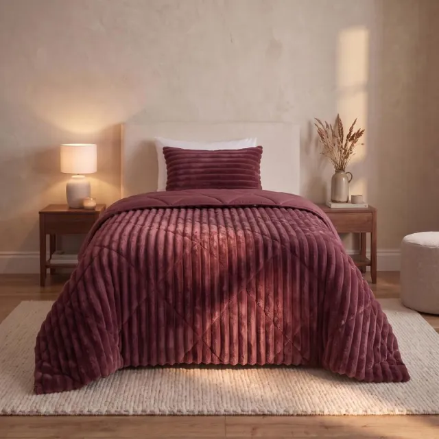Zensation Lazy all-in-one dekbed ribstof - bordeaux, foto 2