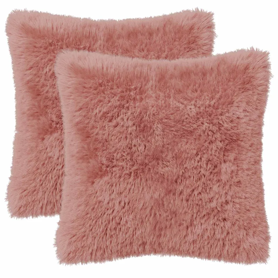 vidaXL Kussensloop 2 st HEERLEN Roze 35 x 35 cm PV Fleece