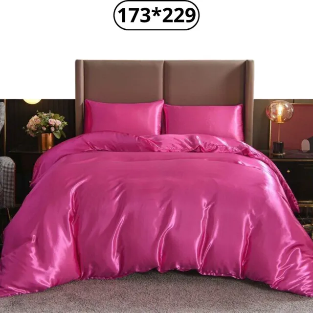 Bovista Satijnen Dekbedovertrek - Fleece Dekbedovertrek - Pluche - Dekbed - Deken - Inclusief Kussenslopen - Donker Roze 173x229cm