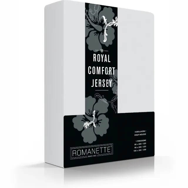 Royal Jersey Comfort Premium 95% Macokatoen / 5% Lycra Hoeslaken - Lits-jumeaux (180/190/200x200/210/220 cm) - Grijs Zilver
