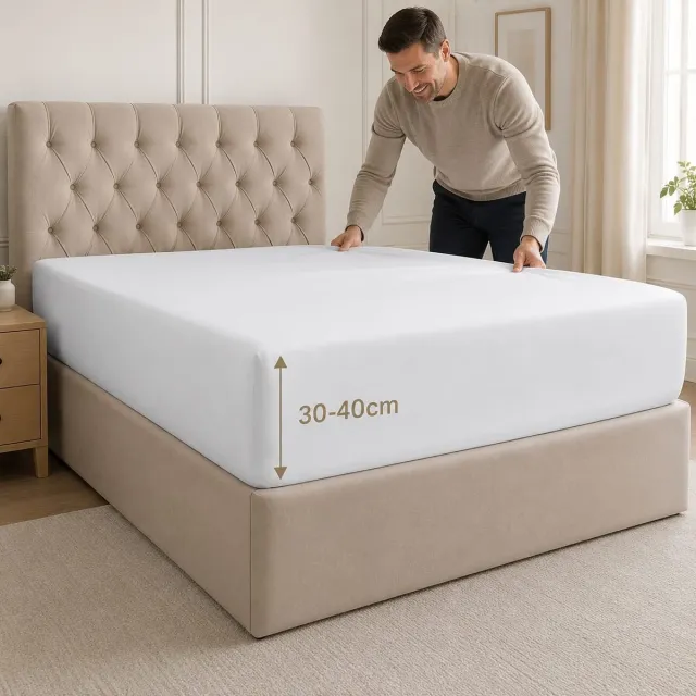 Lano&Go Hoeslaken 200x200 cm – 40 cm Diepe Hoek – Geborstelde Microvezel – Wit – Geschikt voor Boxspring en Hoge Matrassen – OEKO-TEX