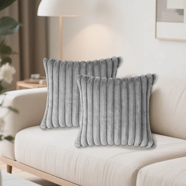 REDOM Sierkussenhoezen Set van 2 – 45x45 cm – Zacht Pluche met Verborgen Rits – Decoratieve Kussenhoezen voor Bank & Slaapkamer – Lichtgrijs