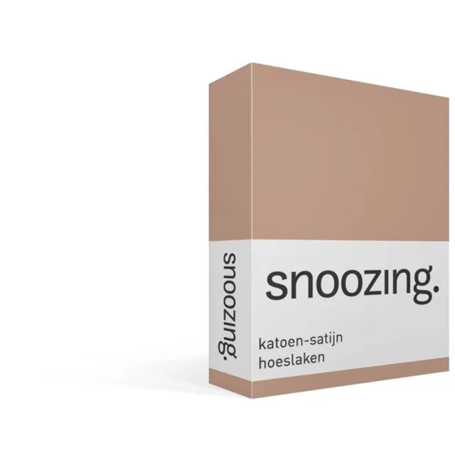 Snoozing katoen-satijn hoeslaken - 180x220 cm - Lits-jumeaux - Mokka