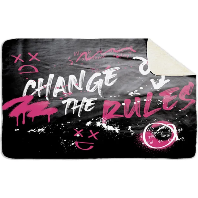 'Maplusbelle' Fleecedeken Change the rules, FD2023001, 96x146cm, Polyester Sherpa Full Colour voorzijde, witte achterzijde