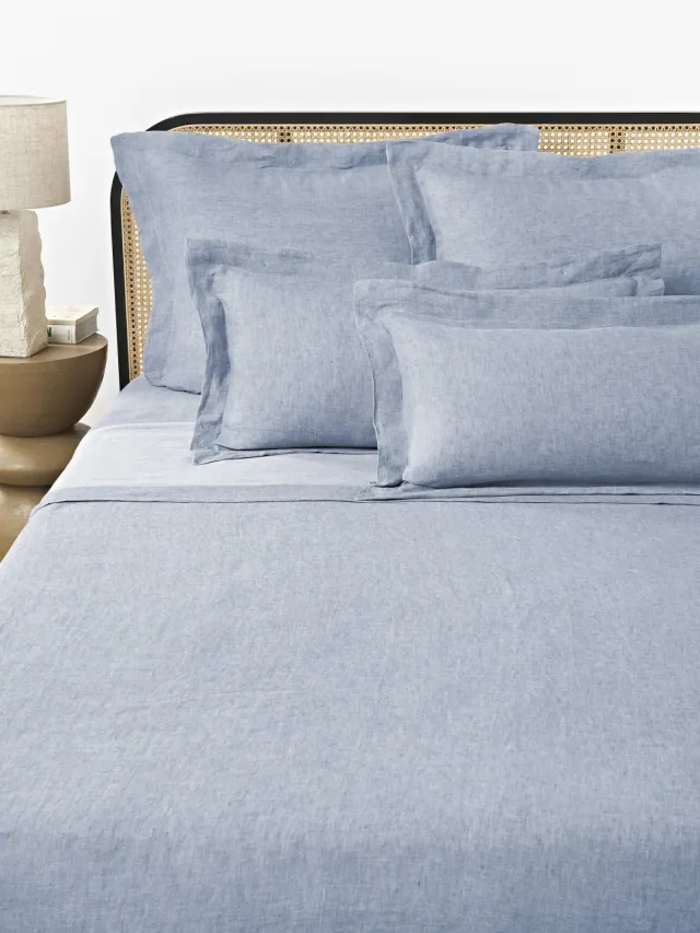 Westwing Collection Linnen laken Linna Blauw