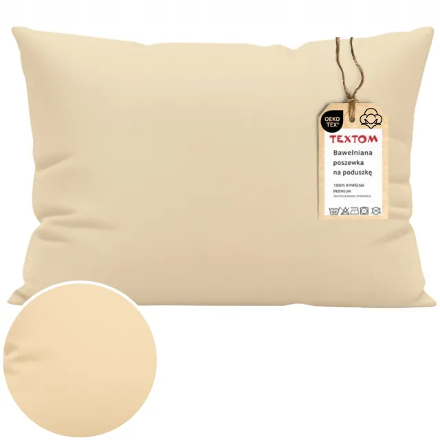 Textom Beige Katoenen Kussensloop 50x60 cm - 100% Katoen, OEKO-TEX