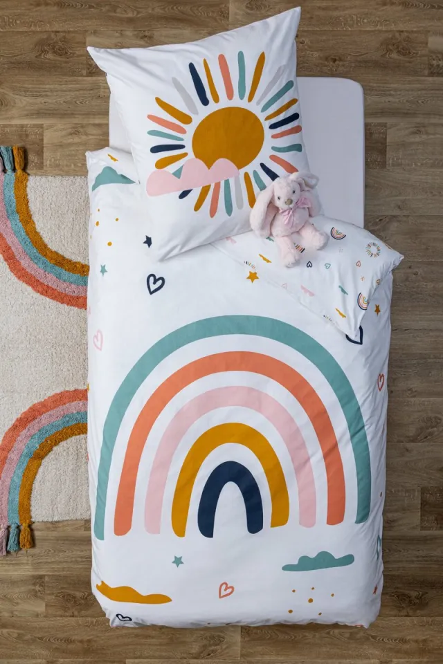 Atmosphera Kids Dekbedovertrek set met 1 kussensloop 140x200cm/65x65cm Regenboog Multi