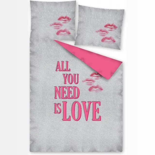 Sweet Home Dekbedovertrek All you need is LOVE - 140x200 cm Grijs