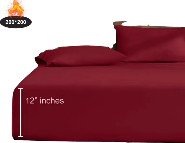 Livano Hoeslaken Set - Inclusief Kussensloop - 3 Delige Set - Beddengoed - Fitted Sheet - Pillow Case - Bed - Bordeauxrood 200 x 200