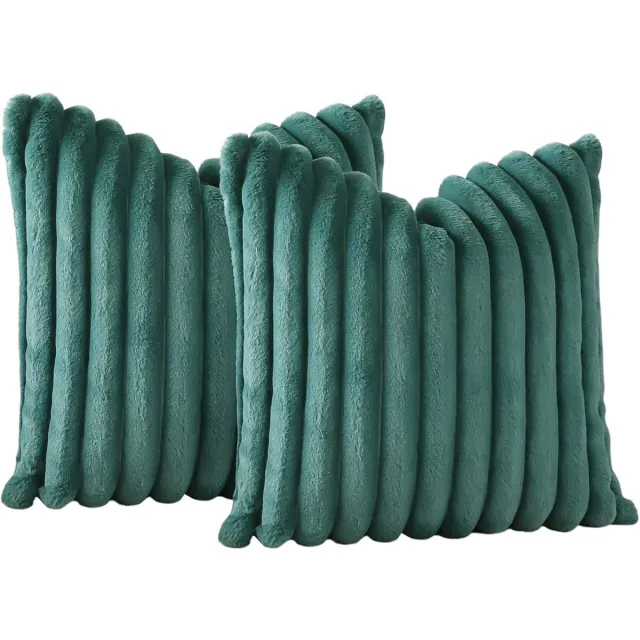 MODFU Kussensloop 50x50 cm set van 2 – Pluchen kussenhoes met verborgen rits en kwastjes – Zwartgroen Donkergroen