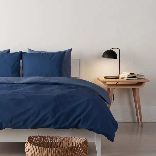 Mistral Home DEKBEDOVERTREK - gewassen katoen - 200 x 200 cm + 2x 65 x 65 cm - tweepersoons - bicolor - blauw