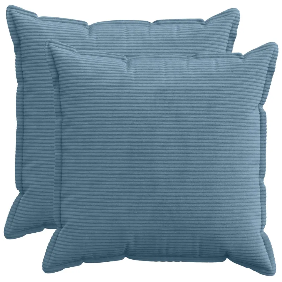 vidaXL Kussensloop 2 st HOUTEN Blauw 55 x 55 cm corduroy