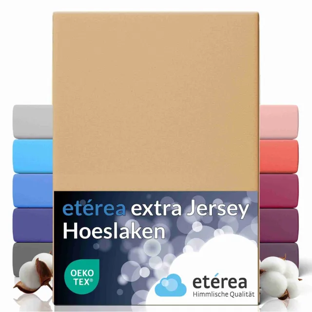 etérea Himmlische Qualität etérea Extra Jersey Hoeslaken 240x220 cm - Oekotex - 100% katoen - bis 35 cm - Ivor Beige
