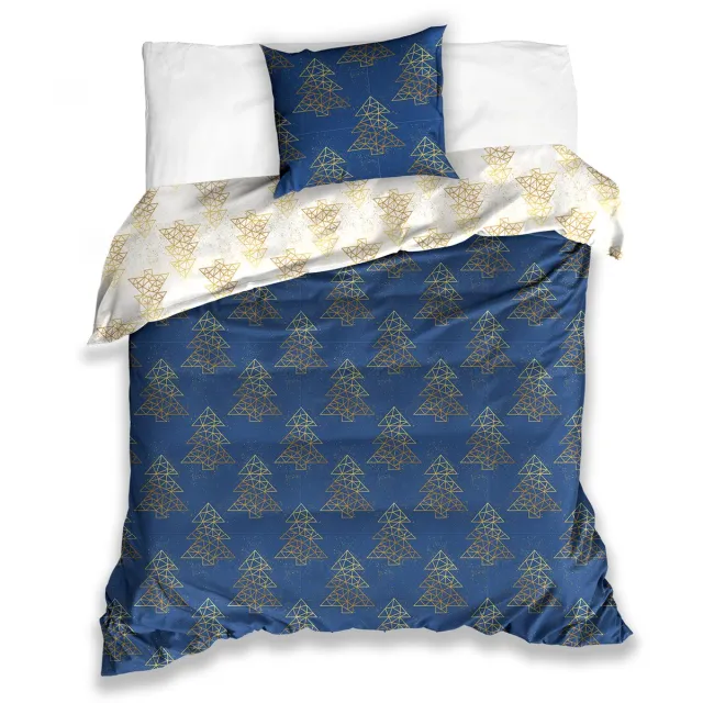 Carbotex Kerst Dekbedovertrek kerstbomen blauw