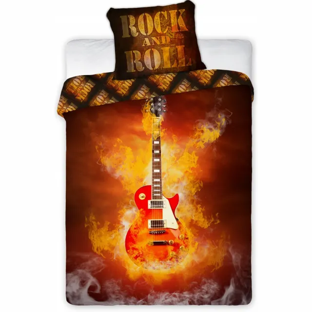 Sweet Home Dekbedovertrek Gitaar 140 x 200 cm - 70 x 90 cm - polyester zwart/wit