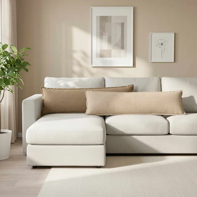 vidaXL Kussensloop 2 st HOUTEN Taupe 40 x 145 cm corduroy
