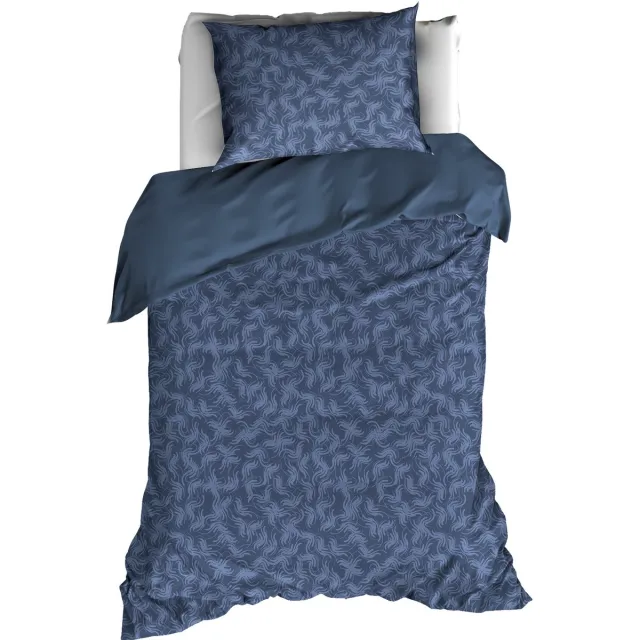 De Witte Lietaer Dekbedovertrek Katoen Flanel Alvaro - Eenpersoons - 140 x 200/220 cm - Blauw