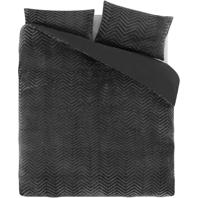 Sleeptime Teddy Chevron Dekbedovertrek - Lits-Jumeaux - 240X200/220 + 2 x kussenslopen 60x70 - Antraciet