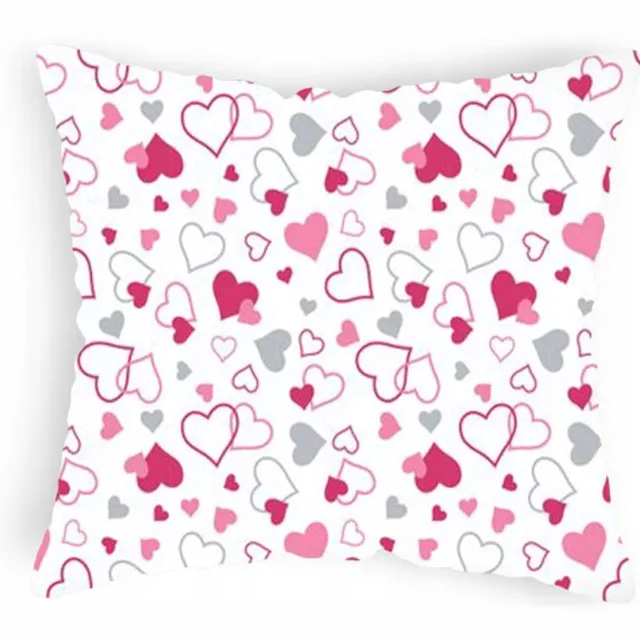 Designpremium Katoenen kussensloop 70x80 cm met roze hartjesprint