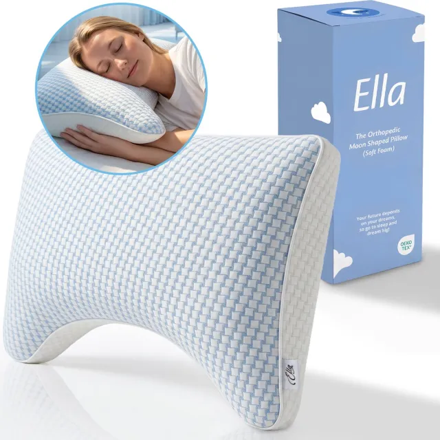 Ella Moon Hoofdkussen Memory Foam - Kussen 50x70 CM - Afstelbaar Traagschuim Nekkussen voor Zij- en Rugslapers - Ergonomisch en Orthopedisch: Vermindert Nekklachten Wit
