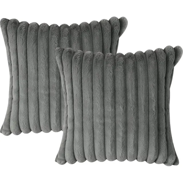 MODENUIT Kussenhoezen – 45 x 45 cm – Pluche – Lichtgrijs – Set van 2 – Met Verborgen Rits – Voor Bank en Bed