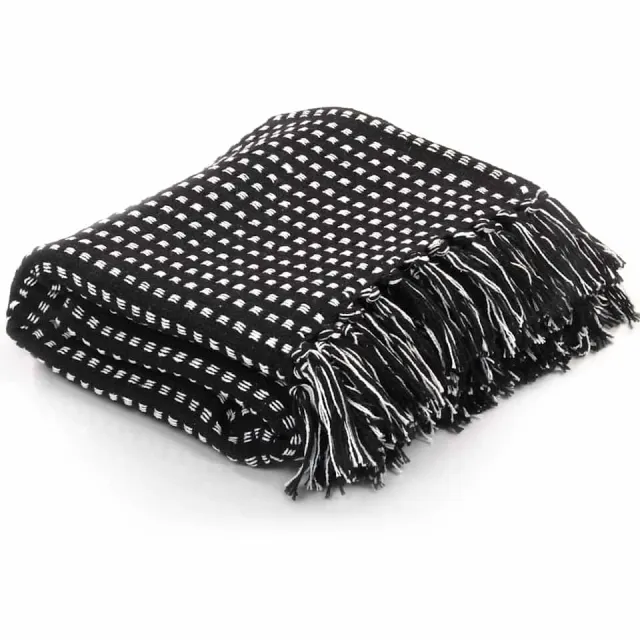 vidaXL Plaid vierkanten 220x250 cm katoen zwart