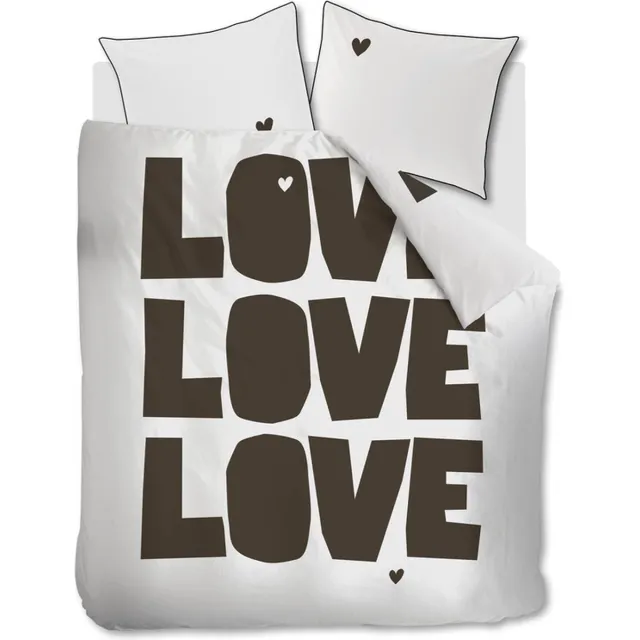 vtwonen Bold Love dekbedovertrek - Tweepersoons - 200x200/220 cm - Naturel