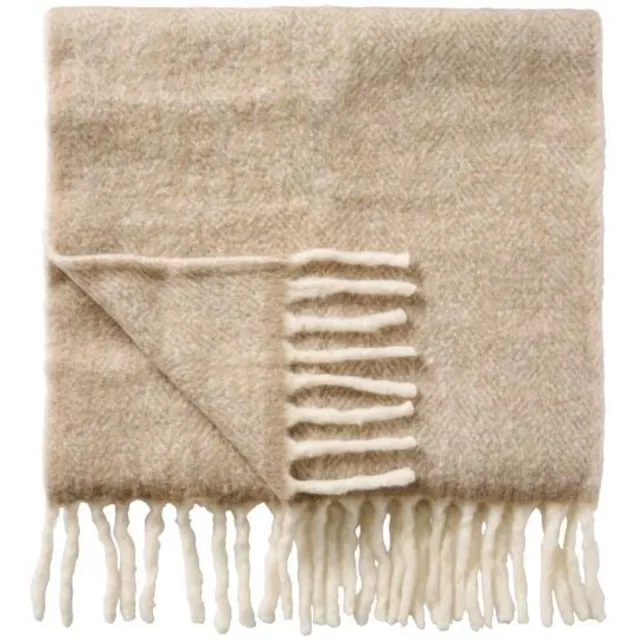 Ib Laursen Plaid sand melange met franjes