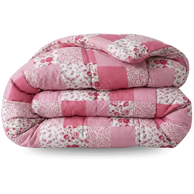 Zelesta Comfort Design Patchwork Pink 240x200cm - Dekbed zonder overtrek - Wasbaar hoesloos dekbed - Bedrukt dekbed - Dekbed met print - All Year Winterdekbed & Zomerdekbed