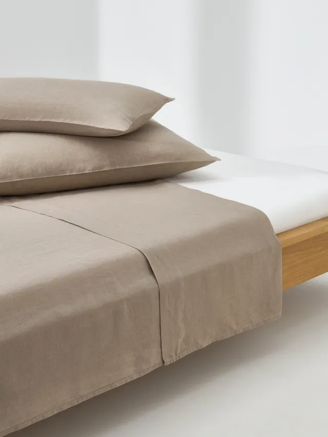 Westwing Collection Gewassen linnen laken Airy Beige