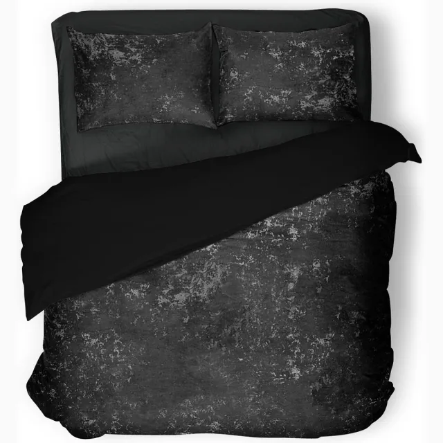 Eleganzzz Dekbedovertrek Crushed Velvet - Black - Dekbedovertrek 200x200/220cm - 100% Velvet - Tweepersoons dekbedovertrekken - Effen Dekbedovertrek