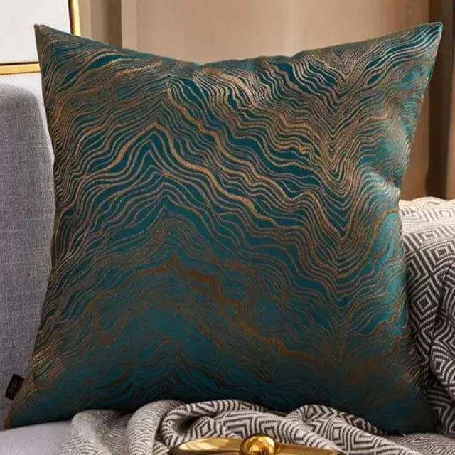 Fashion home Decoratieve kussensloop 45x45 cm - Elegante zeegroene en gouden tinten Zeegroen met goud