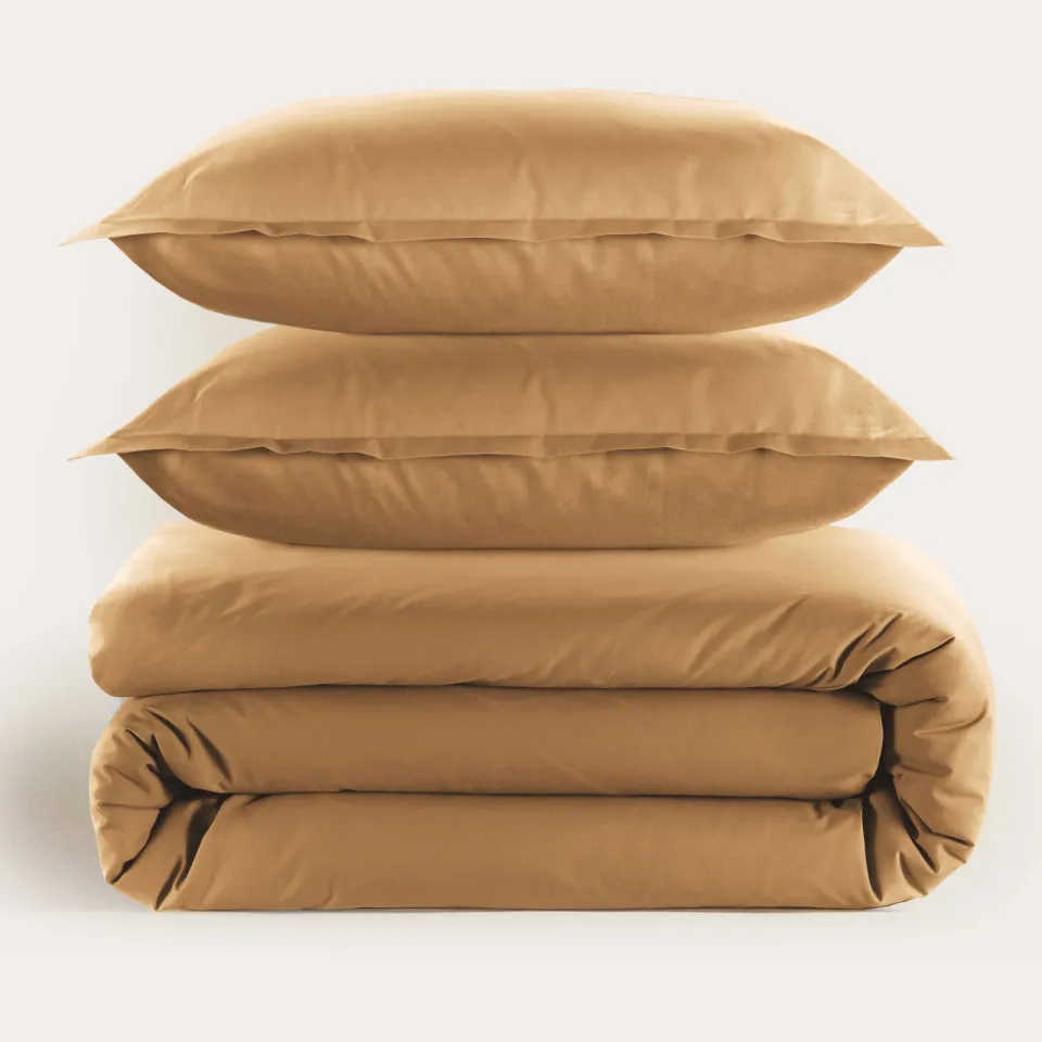 Studio LIVIT percale katoenen dekbedovertrek 2 persoons goudbruin (200x220 cm), foto 2
