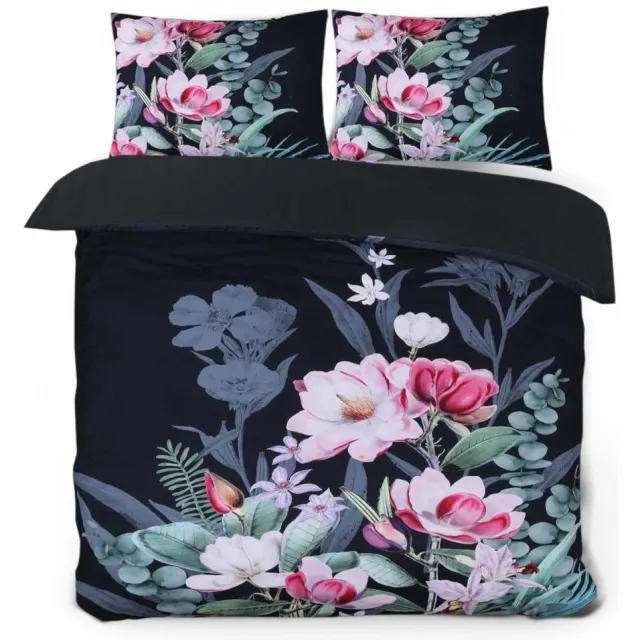 Husch Dekbedovertrek Marlous - 200x200/220 - Bloemen - Multi/Zwart
