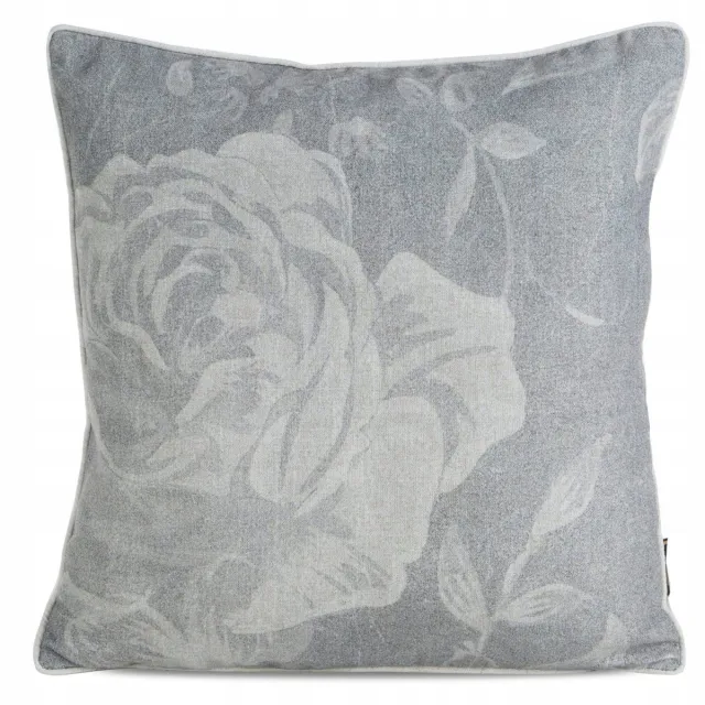 Eurofirany Kussenhoes 45x45 cm met bloemenprint - Linnenmix Grijs