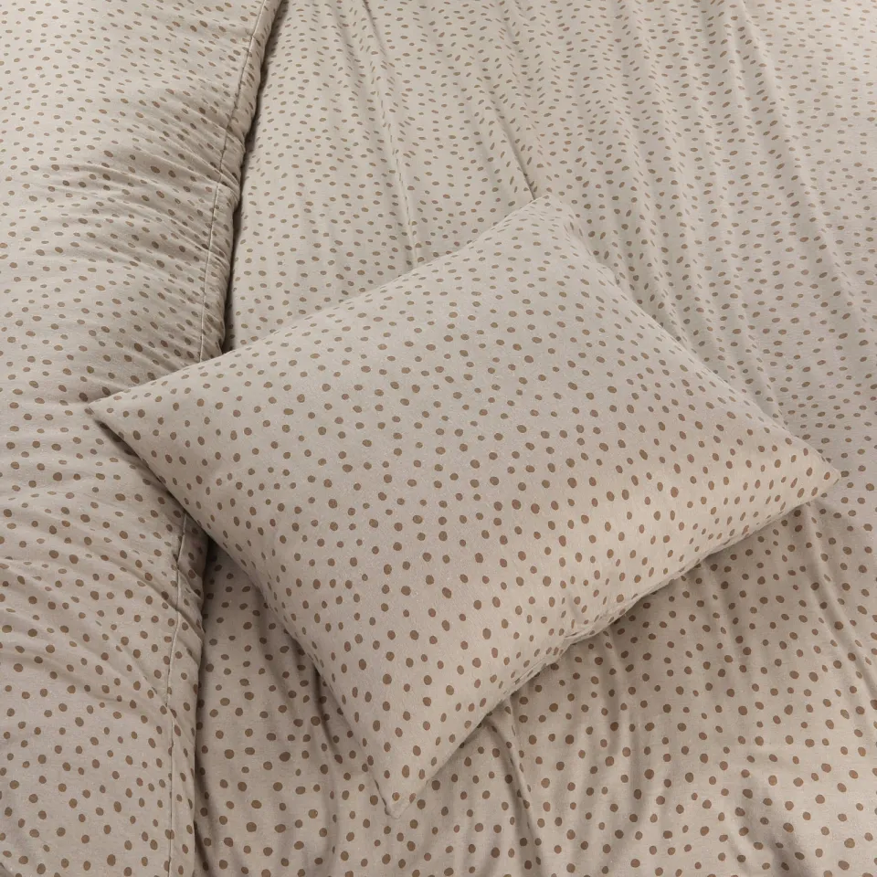 NOUS Living Dots flanellen dekbedovertrek beige, foto 6