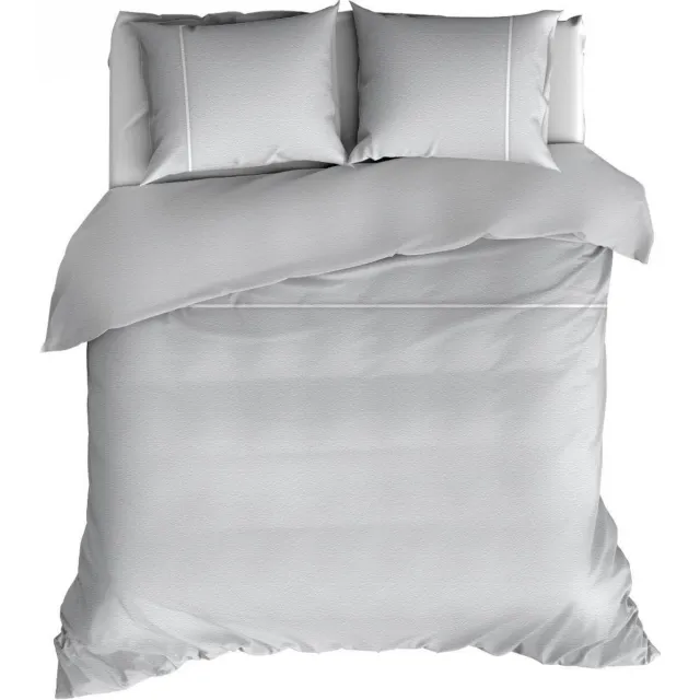 Romanette Duchesse flanel dekbedovertrek - Silver/Wit - 2-persoons (200x200/220 cm + 2 slopen) Overige kleuren