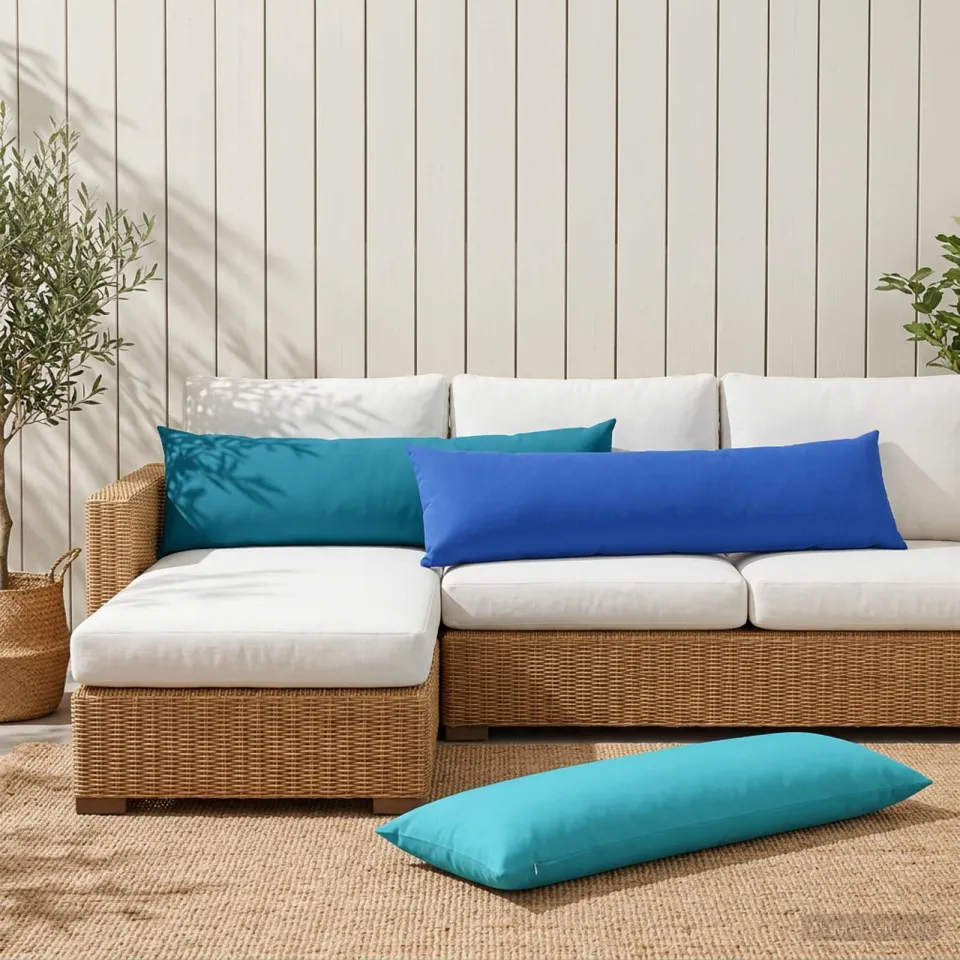 vidaXL Kussensloop HEERLEN Turquoise 40 x 145 cm Polyester, foto 3